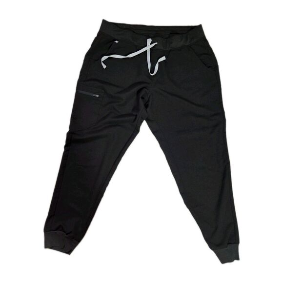 FIGS Pants - FIGS Zamora Scrub Pants Black Jogger Drawstring Stretch Cargo Womens XL EUC